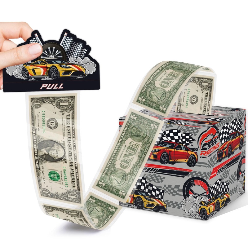 Race Car Party Favors, Happy Birthday Money Box for Cash Gift with Pull, Surprise Money Box Gifts, Cool Race Car Party Supplies