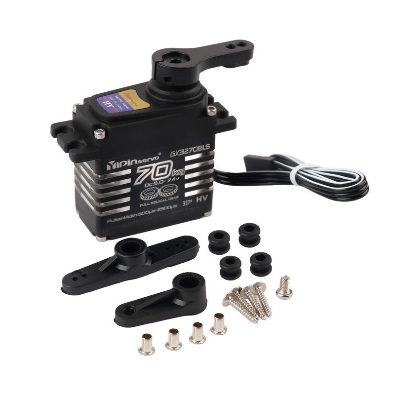 Rcmall 70KG High Torque,GX3270BLS Digital RC Servo, 180/270/360 Degree Metal Gear, IP68 Brushless Motor, Black (357 Degree)