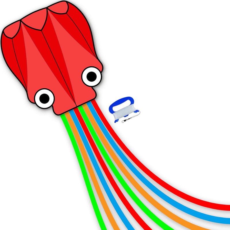 SGftre Octopus Kite for Kids & Adults Extremely Easy to Fly,Long Colorful Tail Single Line Beach and Park Kite for Family Outdoo