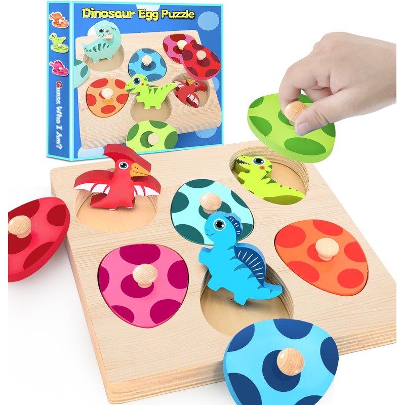 SIERLIKY Wooden Peg Puzzle for Toddlers,Montessori Toys for Kids,Wooden Learning Color Sorting Shape Puzzles for Old Boys Girls,