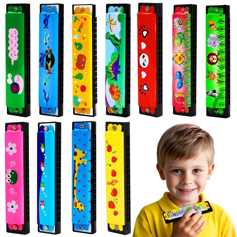 UPINS Harmonica,16 Holes Cartoon Musical Instrument,Beginners Harmonica for Musical Party for Music Class(12 Styles)