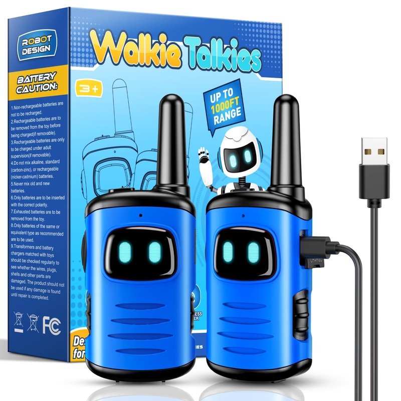 Walkie Talkies for Kids Rechargeable: 2 Pack Walkie Talkies Kids Outdoor Hiking Camping Toys for 3 4 5 6 7 8 Year Old Boy Easter