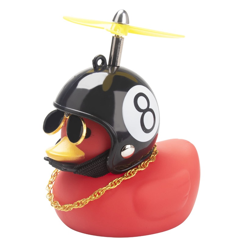 wonuu Rubber Duck Car Decoration Ornaments Duck Car Dashboard Decorations Cool Glasses Duck with Propeller Helmet (Red-Black&8-R