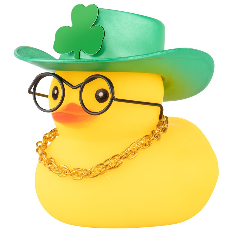 wonuu Rubber Duck St. Patrick’s Day Decorations Patrick’s Day Party Favors Supplies Duck Lucky Green Shamrocks Hat Car Rubber Du