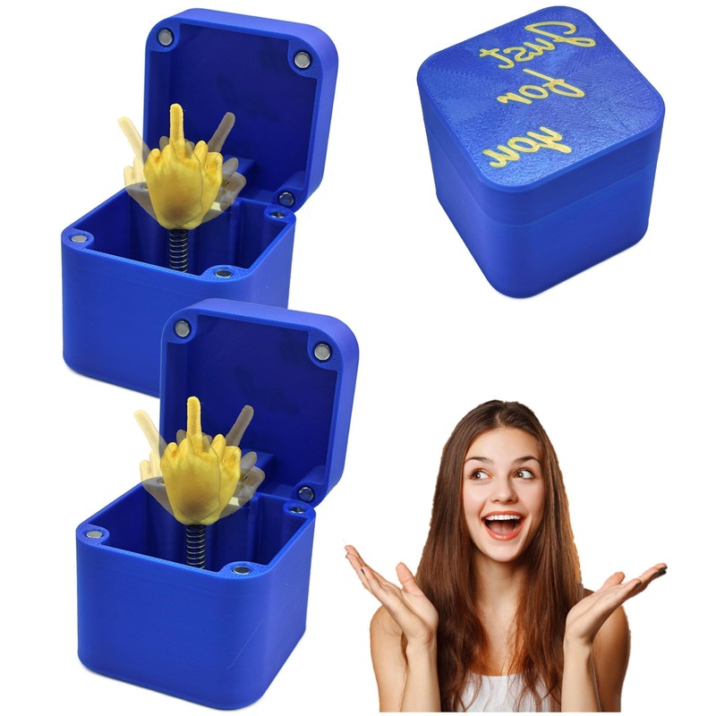 WOPLAY Surprise Finger in a Box,Funny Christmas Gag Gifts for Adults,Perfect Spoof Hand Prank Pop Up Gift with Box for Men (Blue