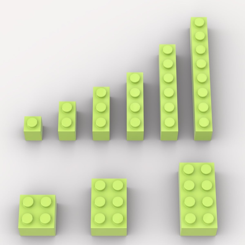 YUJHITP 100 Piece Grass green Bricks Bulk Assortment Pack, 9 Size Grass green Classic Building Blocks Bricks, Compatible with Le