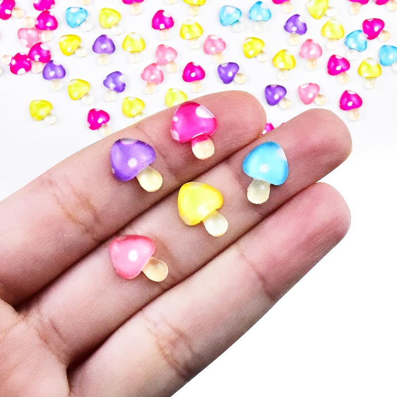 100 Pieces Mini Mushrooms Decor for Crafts Dollhouse Fairy Garden Dollhouse Miniatures Tiny Mushroom Decorations for Mini Garden