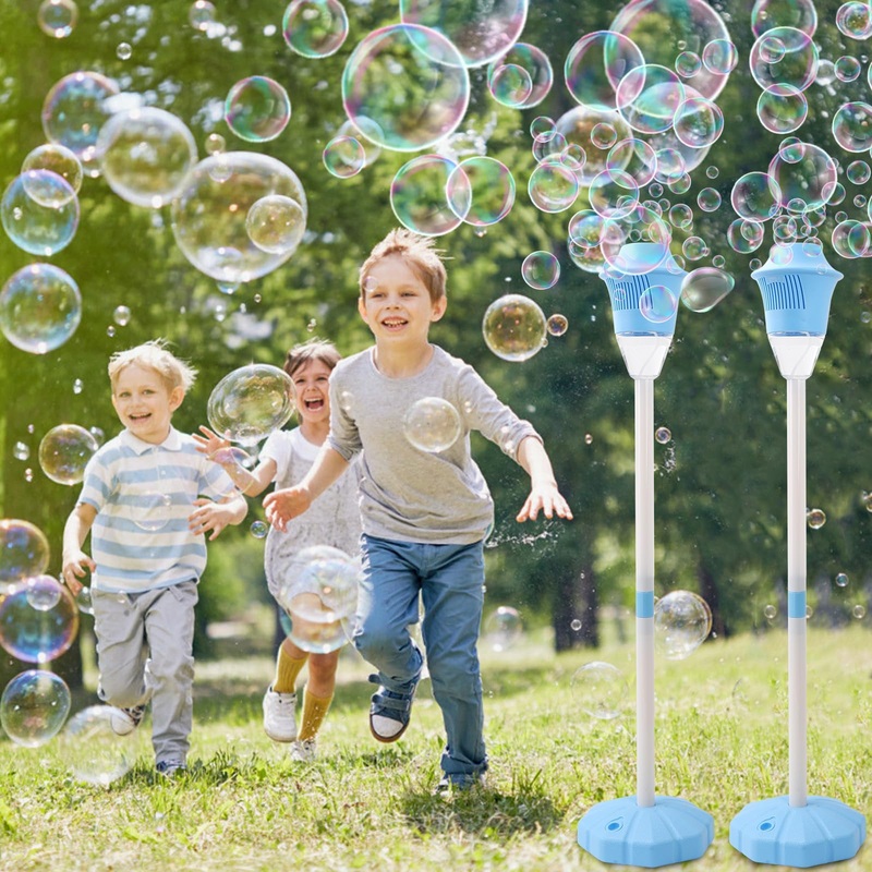 AIERSA 2Pcs Bubble Stand Machine Automatic,Rechargeable Height 47 Inches Stand Up Bubble Machine for Kids, Outdoor Tall Bubble M