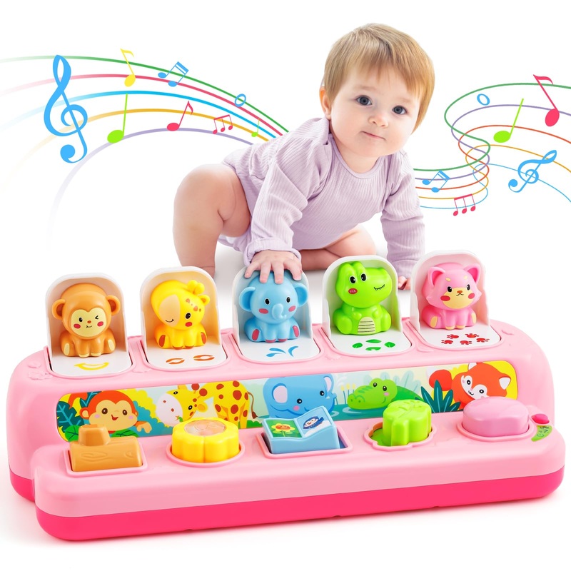 Duchong Toys for 1 Year Old Girls, Interactive Pop Up Toy with Music & Light, Montessori Learning Toys for Infant Baby Toddler 9