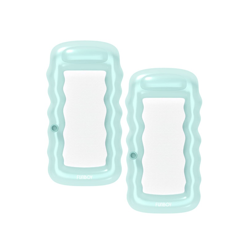 FUNBOY Giant Inflatable Luxury Clear Mint Blue Mesh Lounger Water Hammock Pool Float, Perfect for a Summer Pool Party, Cup Holde