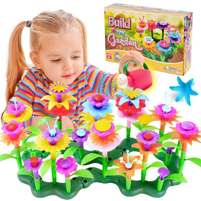 FUNZBO 99pcs Flower Garden Building Toys Set -Spring Toys for 3 4 5 6 7 8 9 Years Old Girls, STEM Montessori Educational Toys fo