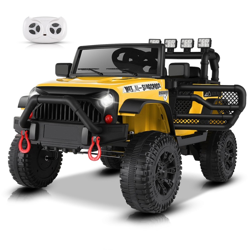 Hikole 24V Battery Powered for Kids 1 Seater Power Wheels Truck Ride on with Bluetooth Music Remote Control Dual Steering Shock