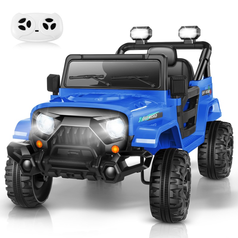 Hikole Battery Powered Cars for Kids, 12 Volt Ride on Car Truck with Parent Remote Control, Music, LED Lights, 3 Speeds, Soft St