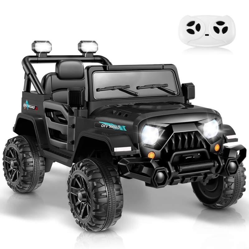 Hikole Electric Kids Ride on Car with Remote Control, Electric Cars Car for Kids w/LED Lights, Bluetooth, 3 Speeds, Music & Horn