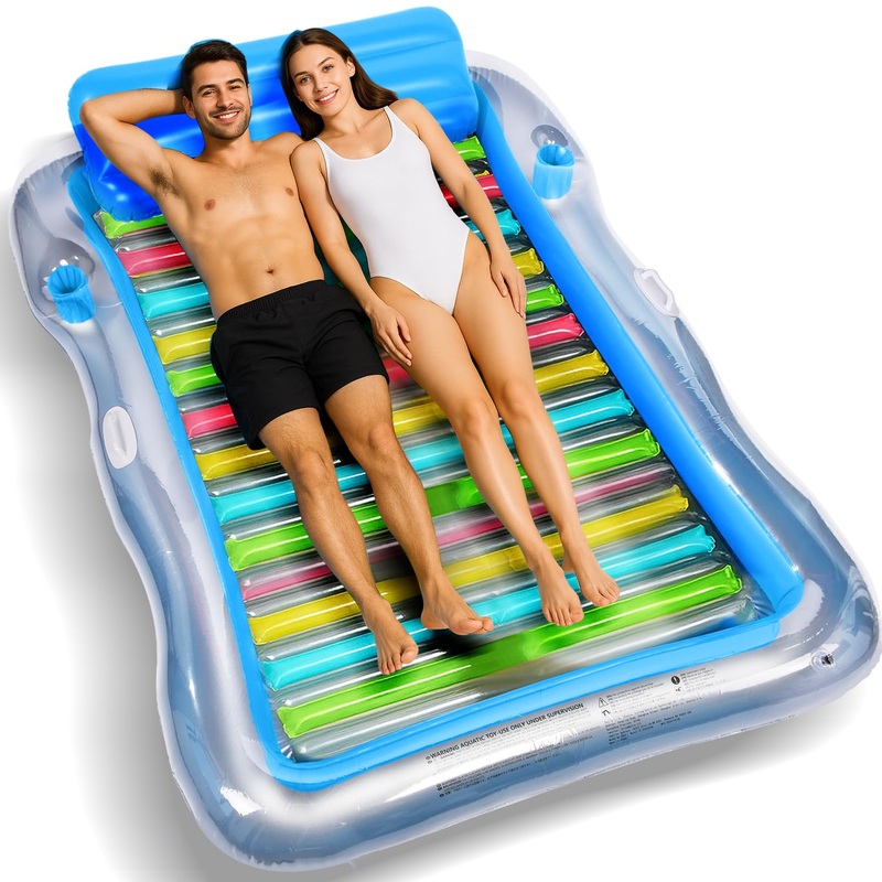 Inflatable Tanning Pool Lounger Float Adults, BAIAI Extra Large Pool Floaties Rafts for Adults with Headrest Drink Holder Sun Ta