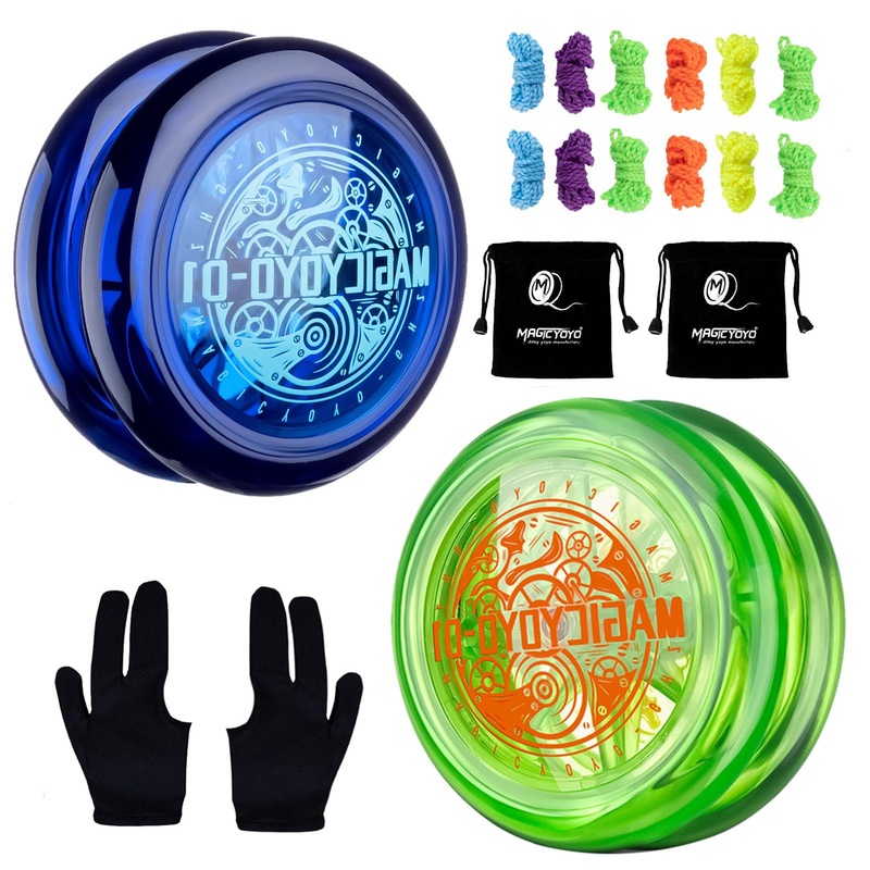 Looping Yoyo Responsive YoYo for Kids Beginners, Starter Yo-yo 2A Loop Yo Yo Easy to Play Basic String Tricks (D1 Blue + Green)