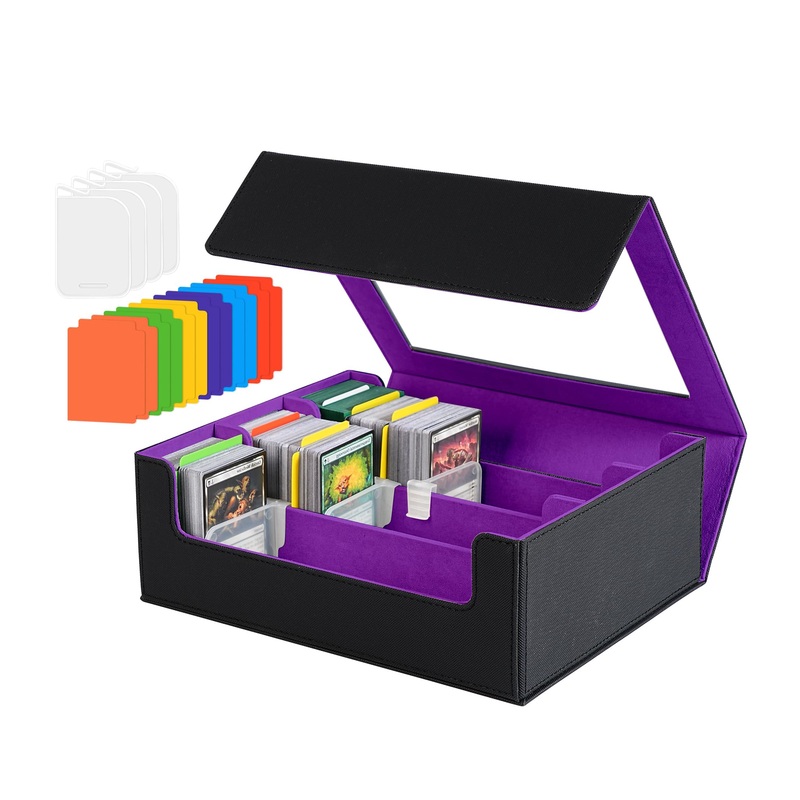 NEWLOOP Trading Card Storage Box – 2400+ Commander Card Deck Case with See-through Display Top for Magic the Gathering PKM YuGiO