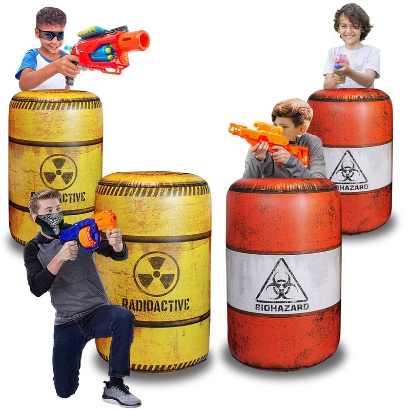 NINOSTAR 4 Barrels Inflatables, Compatible with Nerf, Laser tag, Birthday Party Activities and Decoration.
