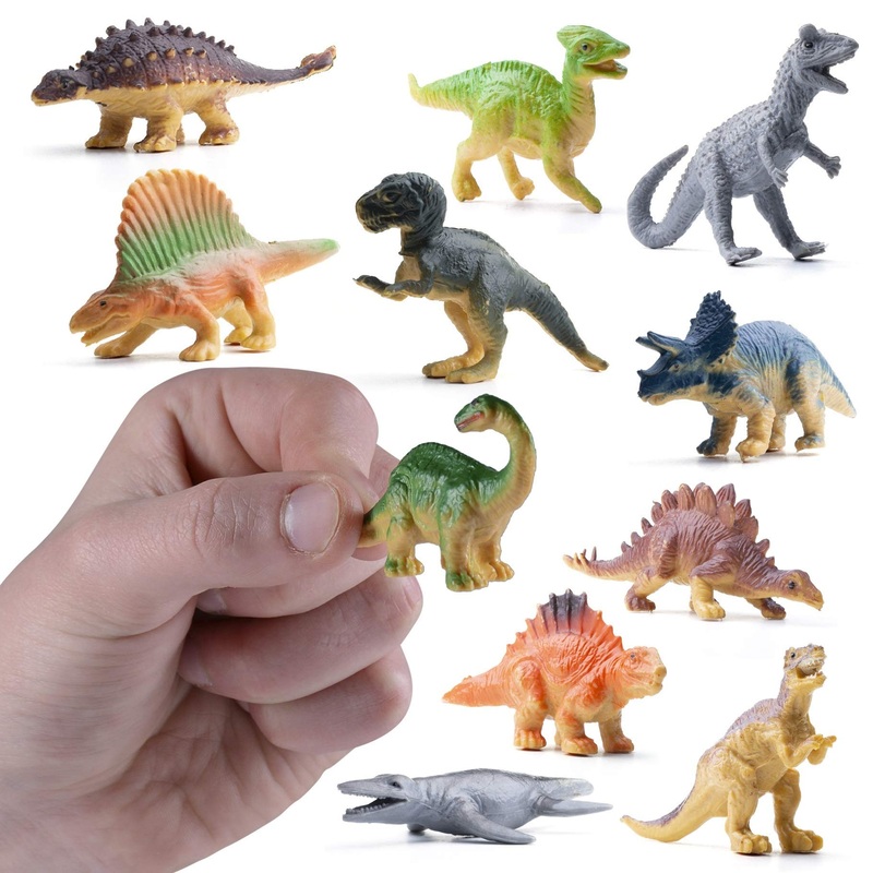 PREXTEX Mini Dinosaur Figures Toys Box (12 Count) | Best for Party Favors Easter Eggs Filler Plastic Small Cupcake/Cake Toppers
