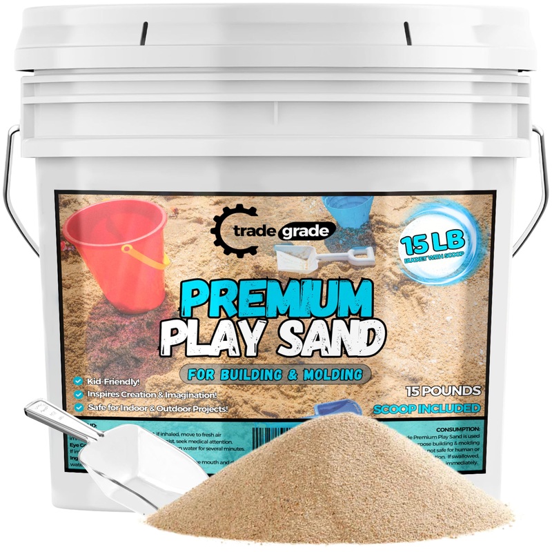 Trade Grade Premium Play Sand – 15 lb. Bucket | Natural, Non-Toxic Sandbox Sand for Kids | Sensory Play, Therapy, Tables & Outdo