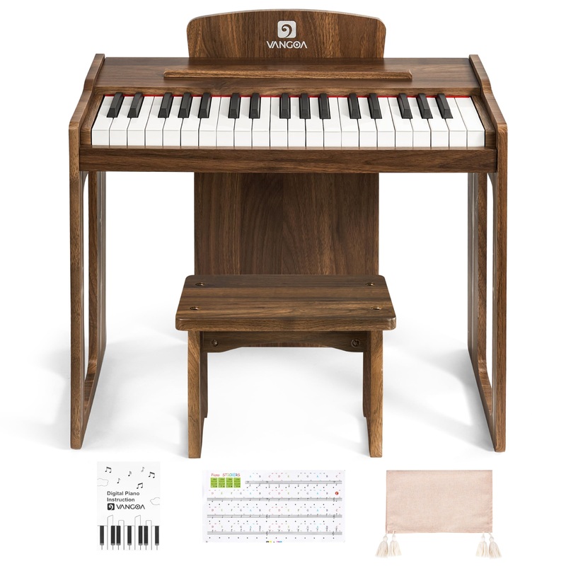 Vangoa Kids Piano Keyboard, 37 Keys Digital Piano for Kids, Music Educational Instrument Toy, Wood Piano for Girls and Boys, Dar