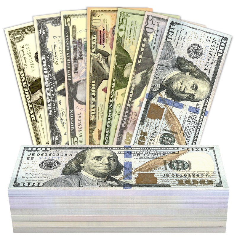 wadoaf 420 Pieces Prop Money Copy Money Movie Play Money for Board Games, Magic,Videos, 7 Denominations: $100, $50, $20, $10,$5,