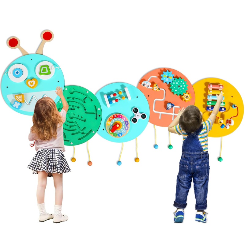 Wall Activity Panels Busy Board: Caterpillar Montessori Sensory Toys for Toddlers – Learning Activity Center Children’s Daycare