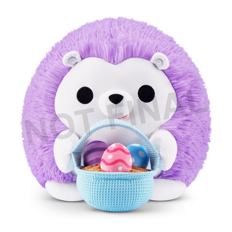 ZURU Snackles 8-inch Plush Easter Edition, Cuddly Squishy Comfort Hedgehog & A Basket of Candies