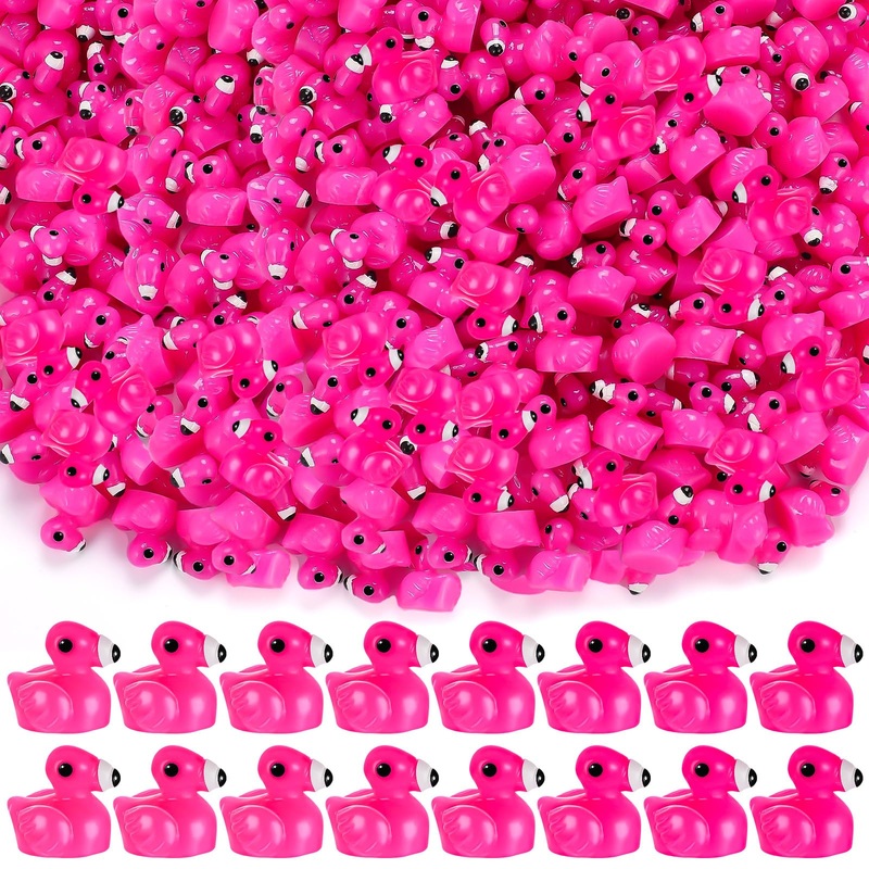 100pcs Mini Resin Flamingos Ducks – Cute Tiny Pink Flamingos Ducks to Decorate for Garden Lawn, Cake, Yard, Fairy Garden, Dollho