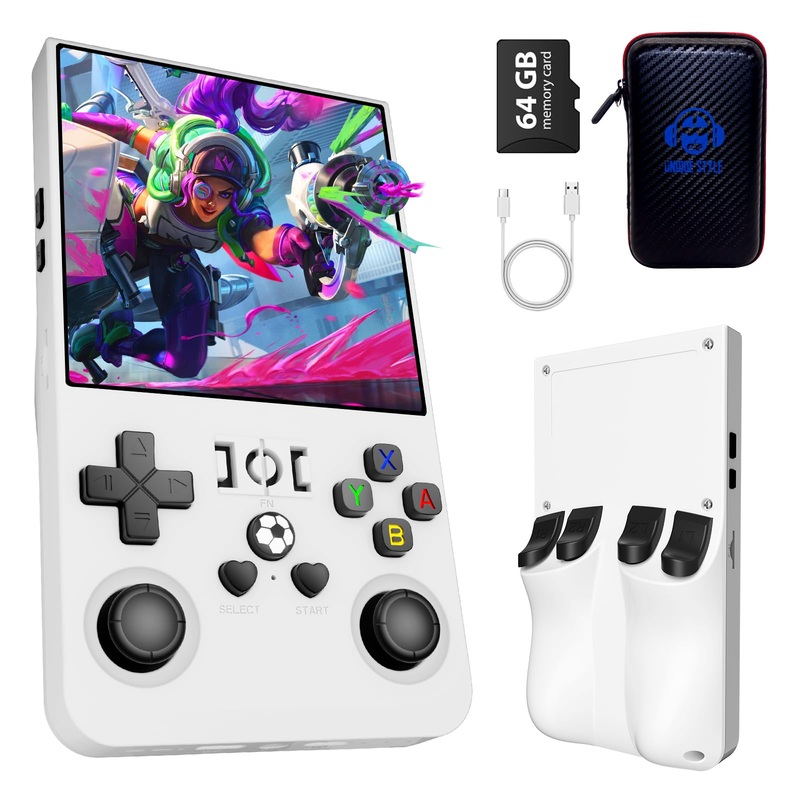 2025 New R36Max Handheld Game Console Portable Mini Retro Game Console 4.0” IPS Video Game Console Built-in 64GB TF Card Pre-In