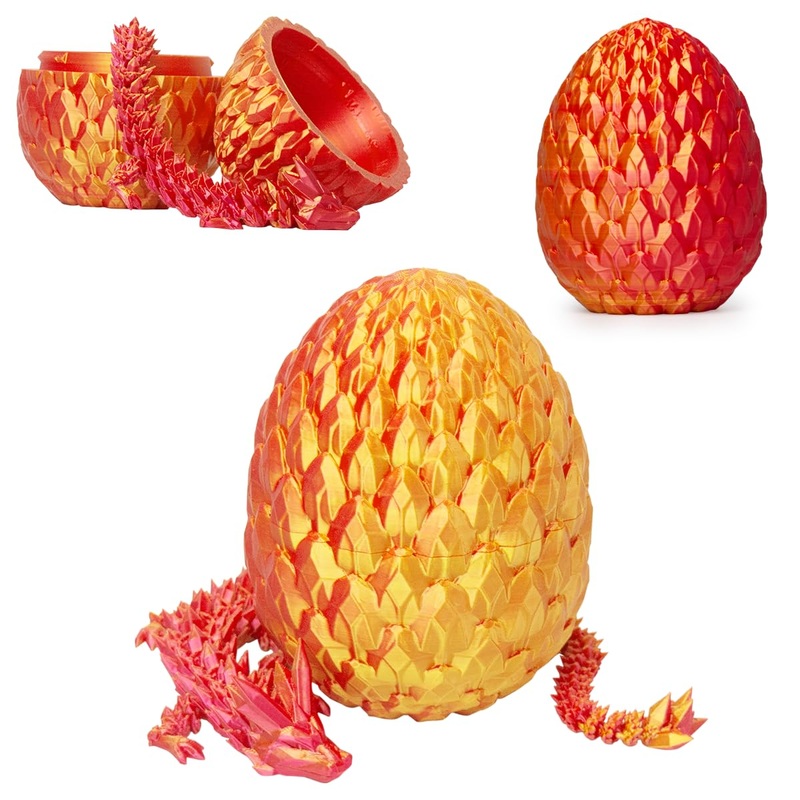 3D Printed Dragon Egg, Dragon Eggs with Dragon Inside, Articulated Crystal Dragon Fidget Toy, Dinosaur Eggs Toy, Surprise Toys f