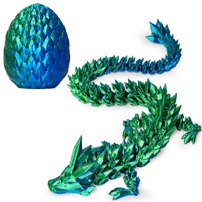 ACTICO 3D Printed Dragon Egg, Dragon Eggs with Dragon Inside, Articulated Crystal Dragon Fidget Toy, Dinosaur Eggs Toy, Fidget D