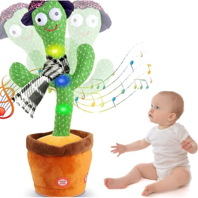 Besia Dancing Cactus Mimicking Toy,Talking Repeat Singing Sunny Animal Toy 120 Pcs Songs for Baby 15S Record Your Sound Sing+Dan
