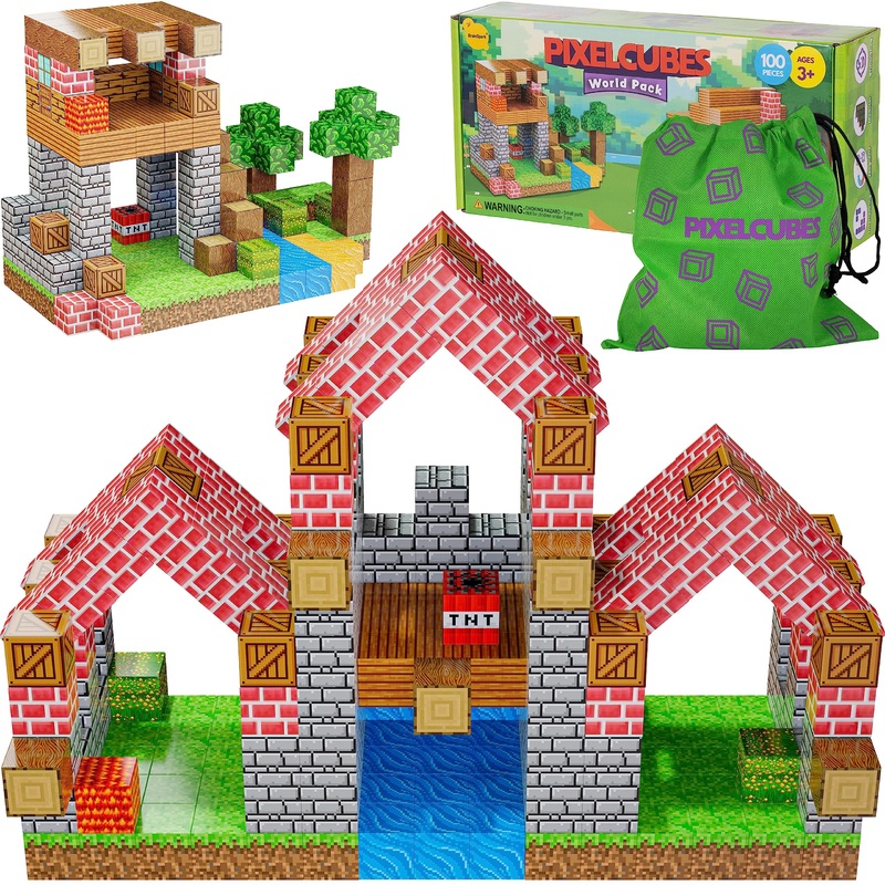 BrainSpark 100PCS Magnetic Pixel Cubes: Garden Cottage Edition Educational STEM Montessori Sensory Toys for Toddlers Gifts for A