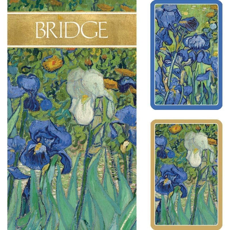 Caspari Van Gogh Irises Large Type Bridge Gift Set, 2 Playing Card Decks & 2 Score Pads