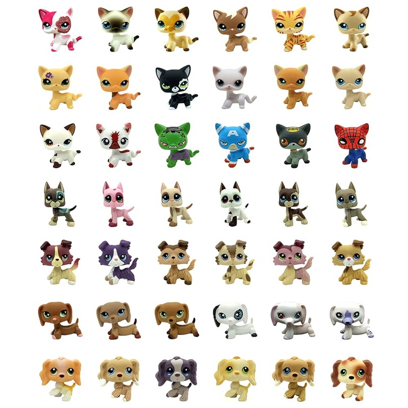 Cat Pack Dog Collie Great Dane Dachshund Cocker Spaniel Mini Pet Toys Sets Animal Figures Collection 5Pcs Random Styles