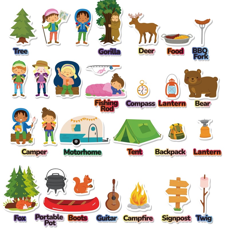 CHEFAN Camping Theme Felt Story Board Pieces, Precut Flannel Figures, Interactive Storytelling Teaching Play Kits for Toddlers,