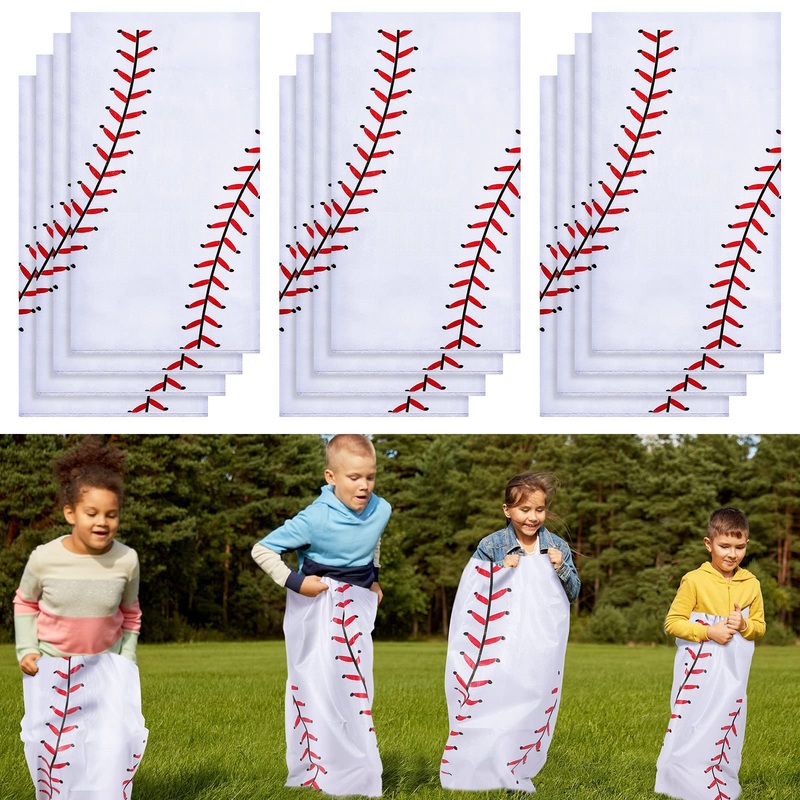 Cindeer 12 Pcs Potato Sack Race Bags Sports Themed Potato Race Jumping Bags 40 x 20 Inches Sack Race Bags for Adults Kids Family