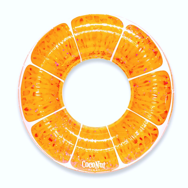 CocoNut Float Tangerine Orange Glitter Pool Float – Inflatable Ring Float – Durable Long Lasting 3.5 Foot Lounge Tube and Water