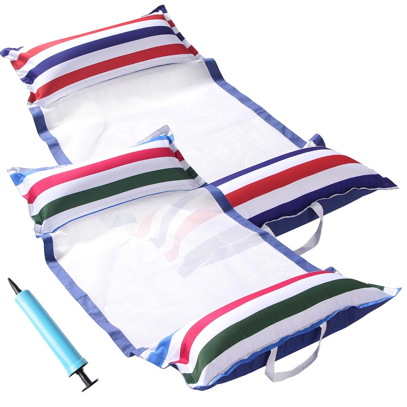 FindUWill Fabric Pool Hammock Floats, XL, 2Pack Inflatable Water Hammocks Floaties 4-in-1 (Saddle, Lounge Chair, Hammock, Drifte