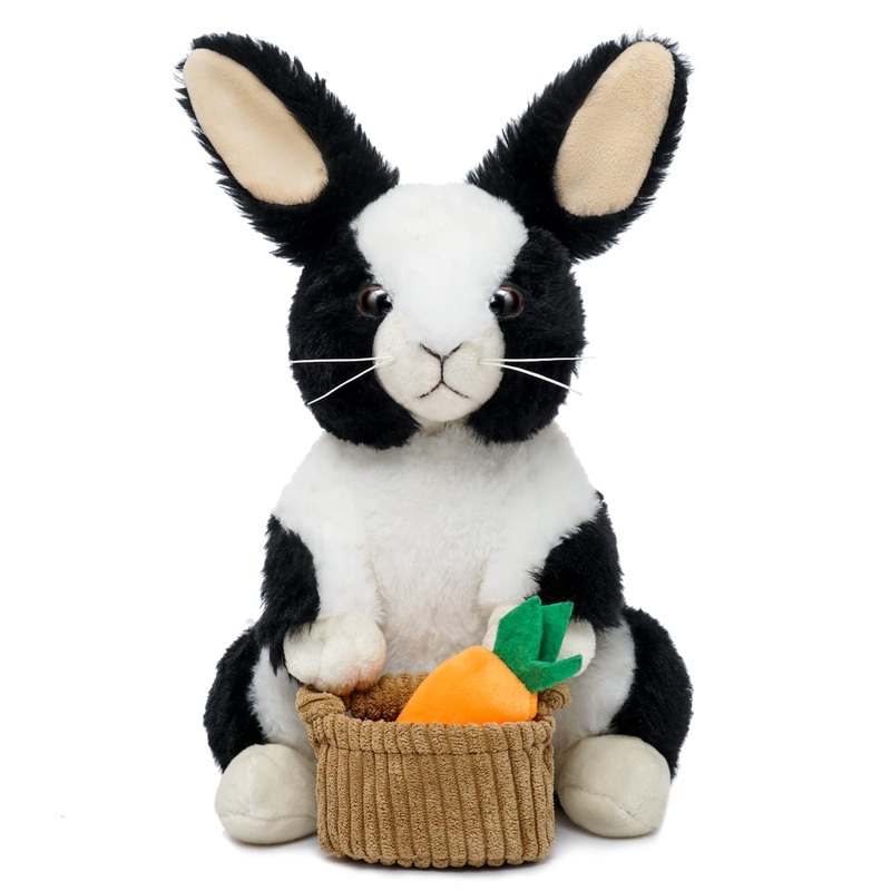 HO-EF Bunny Stuffed Animal, 12” Stuffed Bunny with Floppy Ears & Holding Basket, Machine Washable& Softness, Rabbit Plush Toys
