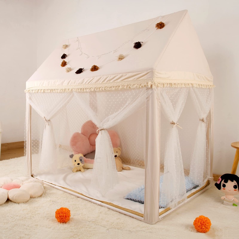 Kids Play Tent Indoor Outdoor, Large Play House Tents for Toddlers 3-12 Years Old, Girls Boys Play Tents with Non-Slip Mat, Tass
