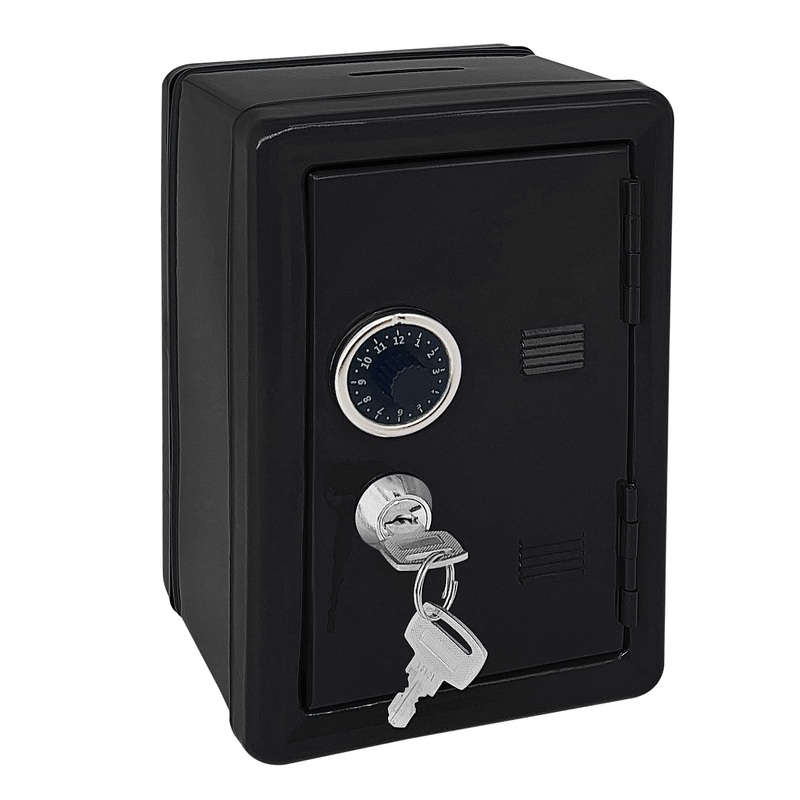 Kids’ Safe Piggy Bank, Metal Safe with Key, Money Saving Box for Children, Boys Girls Best Giftoney Banks (Black, One Size)