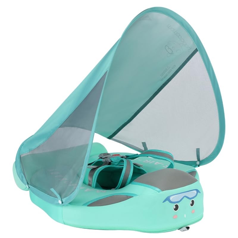Mambobaby Float, Baby Floats with Canopy for Waist Swimming Ring Non-Inflatable Pool Floats with Adjustable Safety Strap &Upgrad