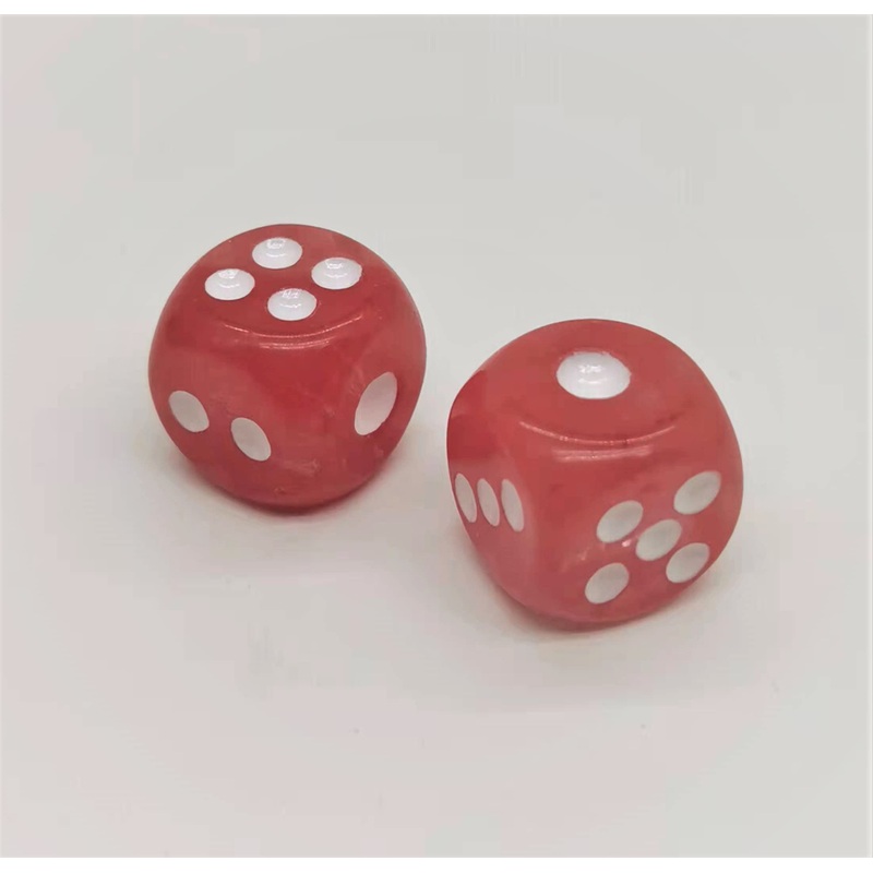 Natural Hand Carved Gemstone Dices, 15mm/0.59in, 6 Sided, Watermelon Quartz