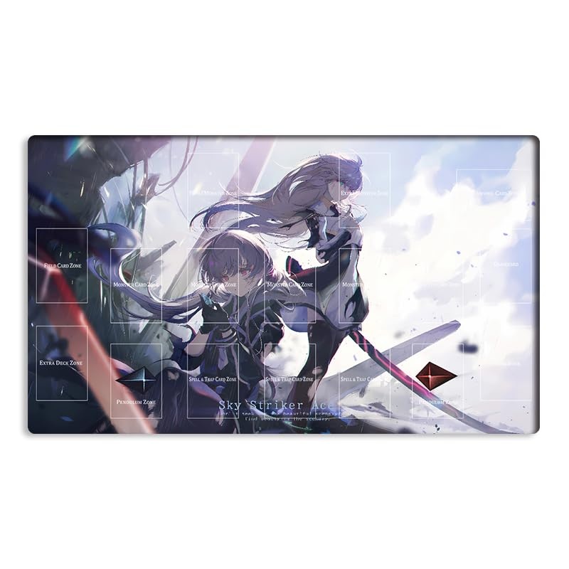 New Mlikemat Playmat Sky Striker Ace – Raye & Roze TCG CCG OCG Trading Card Game Mat with Zones + Free Bag (ZD014-366-A)