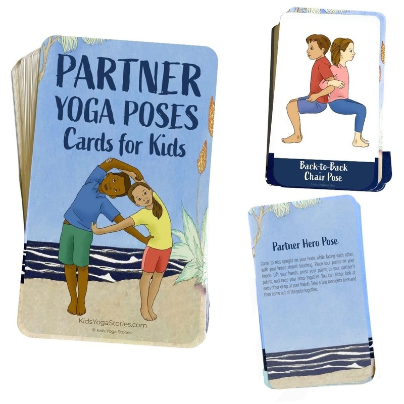 Partner Yoga Poses Cards for Kids & Toddlers, for Classroom, Social Skills Activities, Family Meditation Yoga Cards, PE Games, M