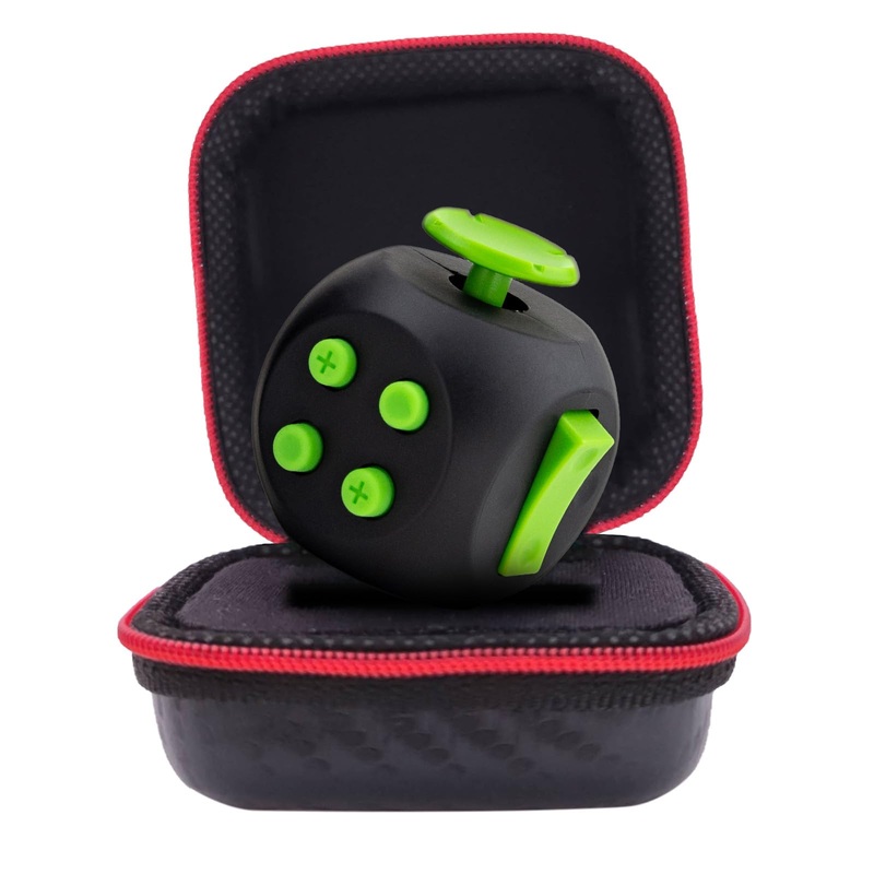 PILPOC theFube Fidget Cube – 6 Sided Toy for Adults and Kids – Stress Relief & Focus – Audible/Silent With Carry Case (Midnight-
