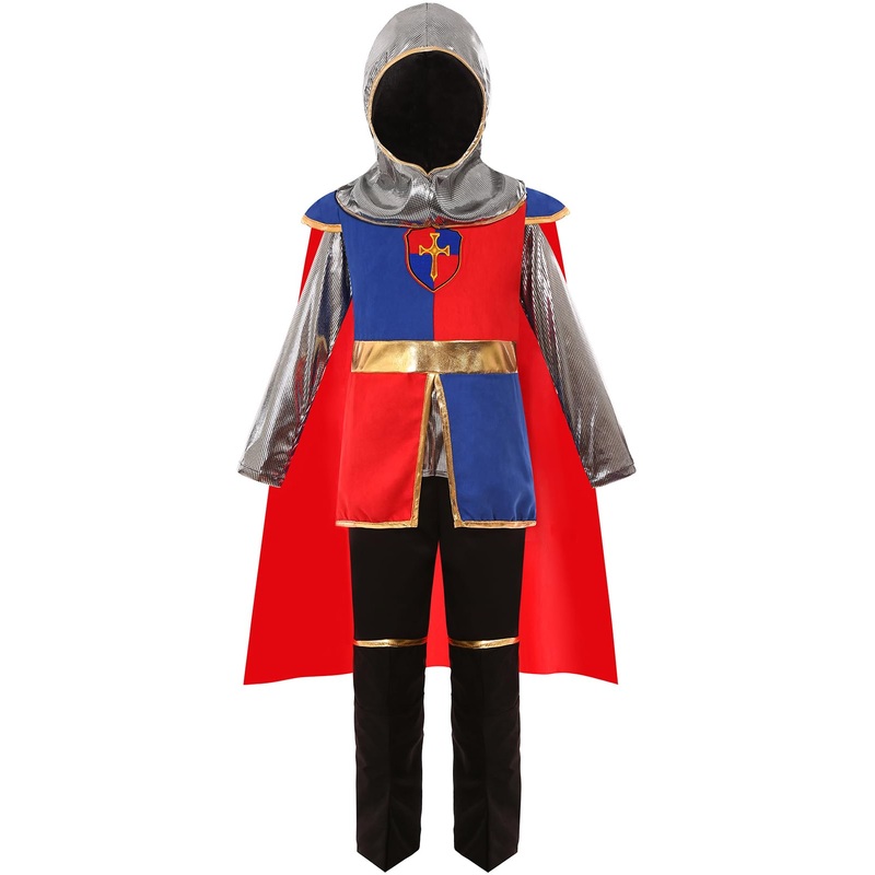SIZGAROOT Knight Costume Kids Boys Medieval Knight Costume Halloween Party Dress Up (9-10 Years)