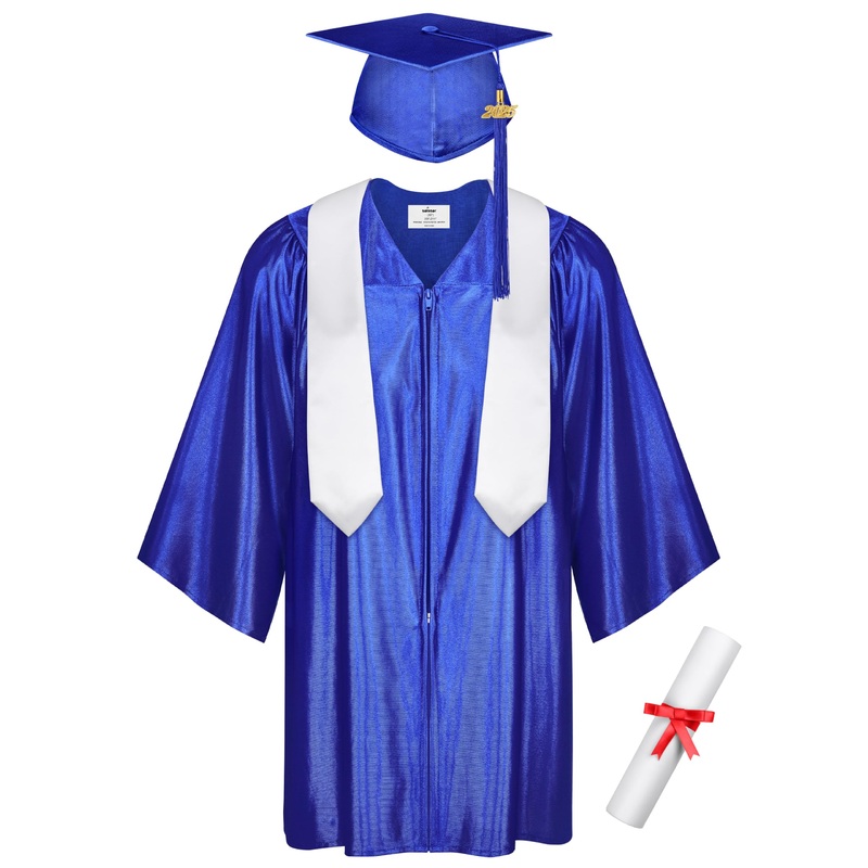 SOMSOC 5 Pieces 2025 Preschool Kindergarten Graduation Gown Cap Sash Set with 2025 Tassel, Certificate for Toddler Children